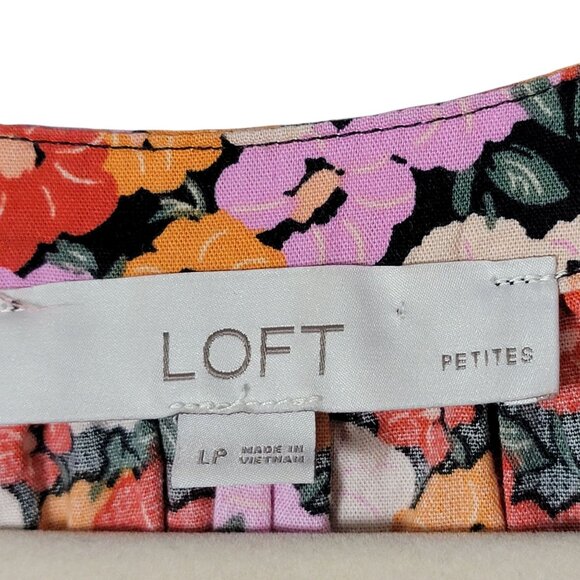 LOFT Petites Womens Floral Peasant Puff Sleeve Cottagecore Front Tie Work Top LP - Picture 8 of 9